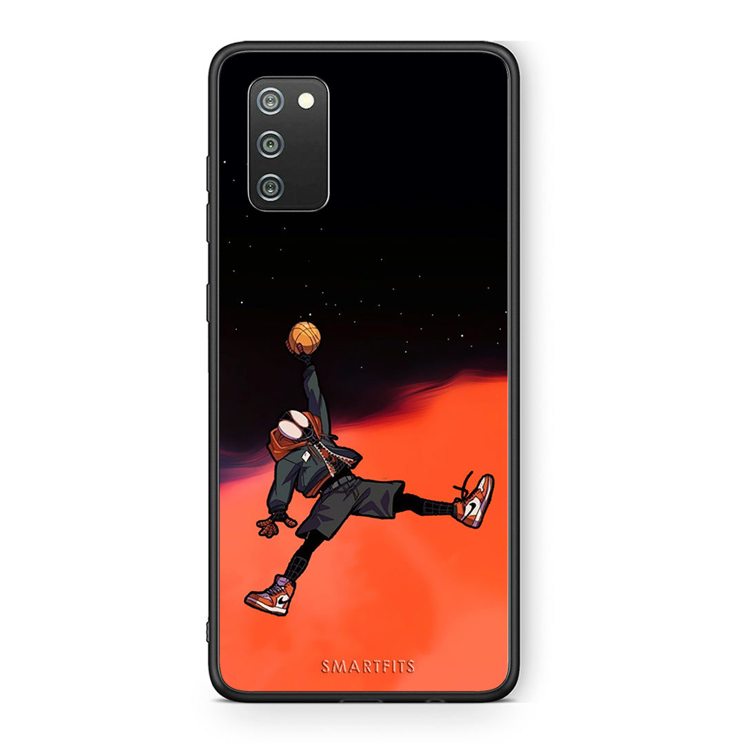 Samsung A02s Basketball Hero θήκη από τη Smartfits με σχέδιο στο πίσω μέρος και μαύρο περίβλημα | Smartphone case with colorful back and black bezels by Smartfits