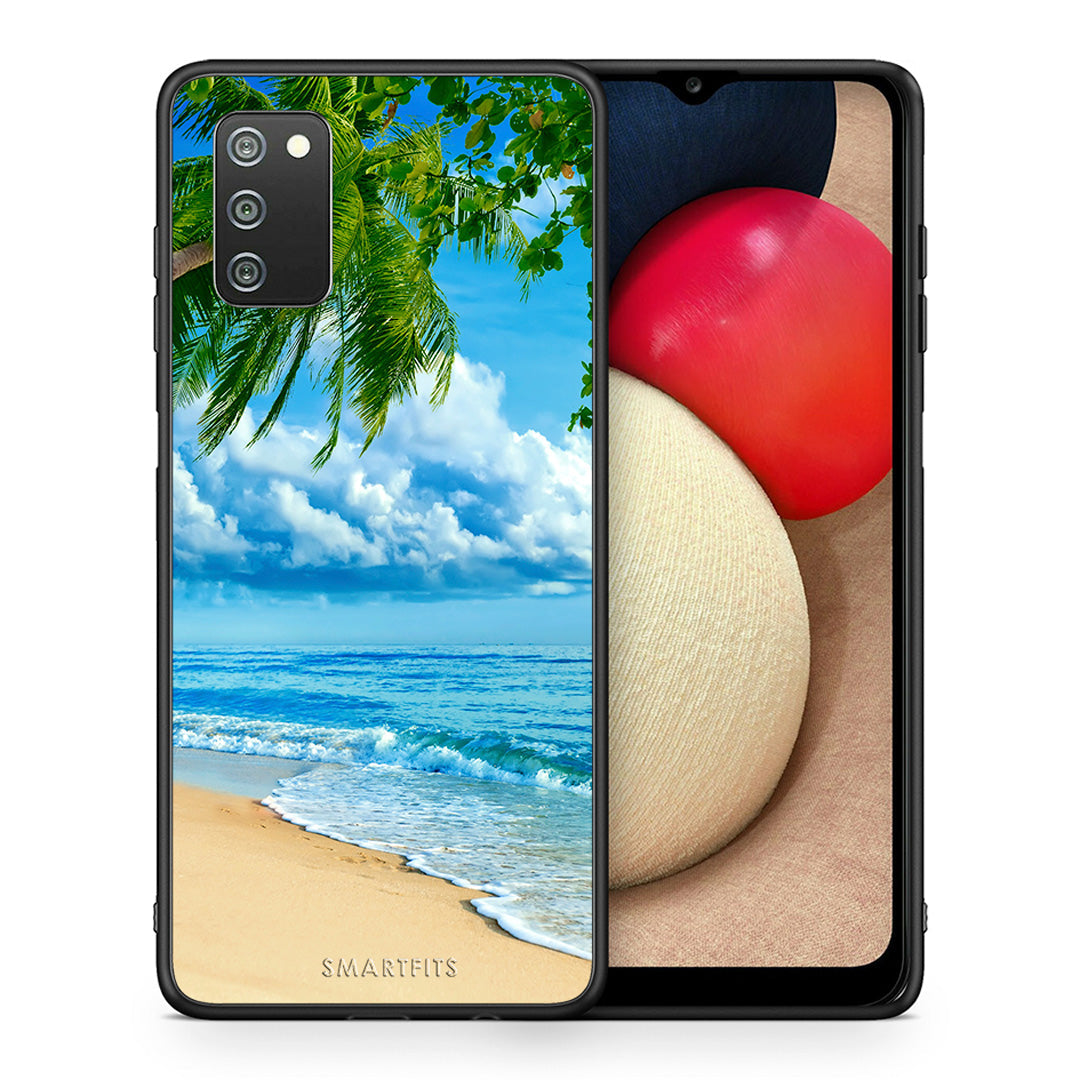 Θήκη Samsung A02s Beautiful Beach από τη Smartfits με σχέδιο στο πίσω μέρος και μαύρο περίβλημα | Samsung A02s Beautiful Beach case with colorful back and black bezels