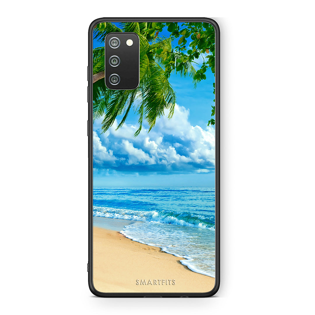 Samsung A02s Beautiful Beach θήκη από τη Smartfits με σχέδιο στο πίσω μέρος και μαύρο περίβλημα | Smartphone case with colorful back and black bezels by Smartfits