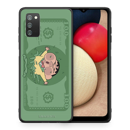 Θήκη Αγίου Βαλεντίνου Samsung A02s Big Money από τη Smartfits με σχέδιο στο πίσω μέρος και μαύρο περίβλημα | Samsung A02s Big Money case with colorful back and black bezels