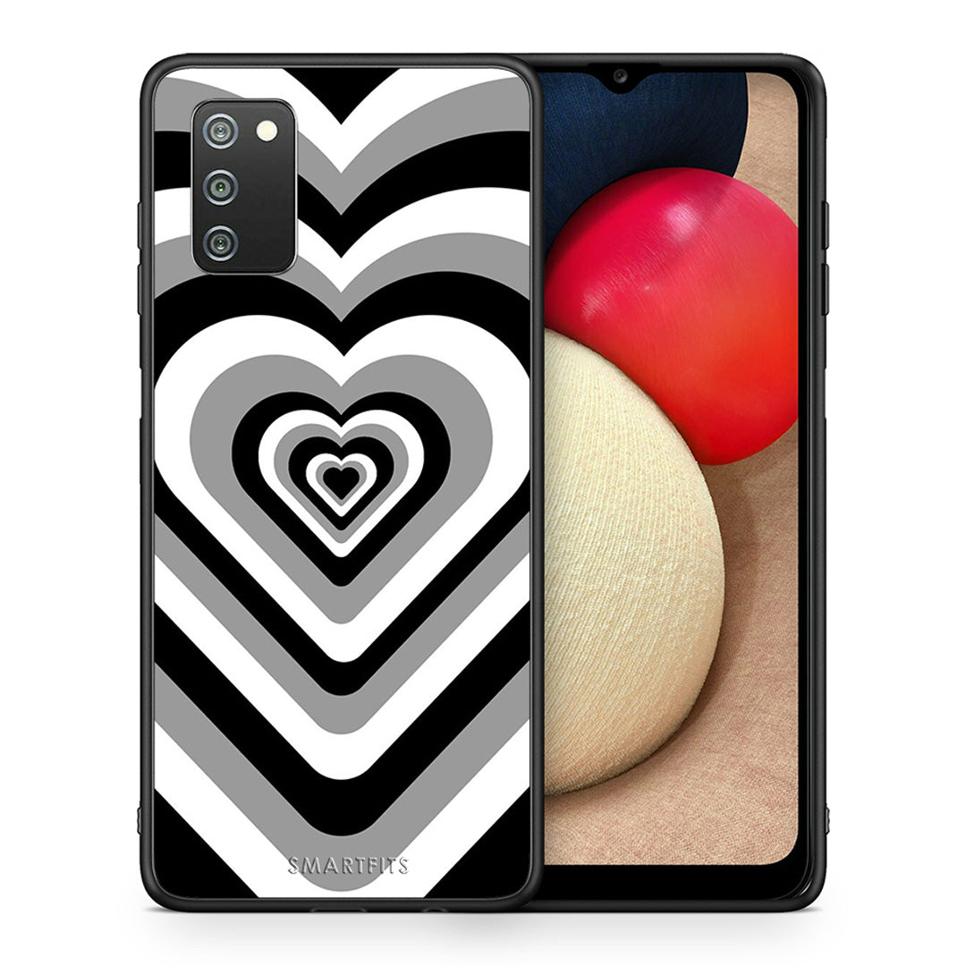 Θήκη Samsung A02s Black Hearts από τη Smartfits με σχέδιο στο πίσω μέρος και μαύρο περίβλημα | Samsung A02s Black Hearts case with colorful back and black bezels