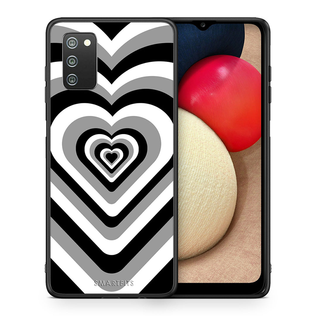 Θήκη Samsung A02s Black Hearts από τη Smartfits με σχέδιο στο πίσω μέρος και μαύρο περίβλημα | Samsung A02s Black Hearts case with colorful back and black bezels