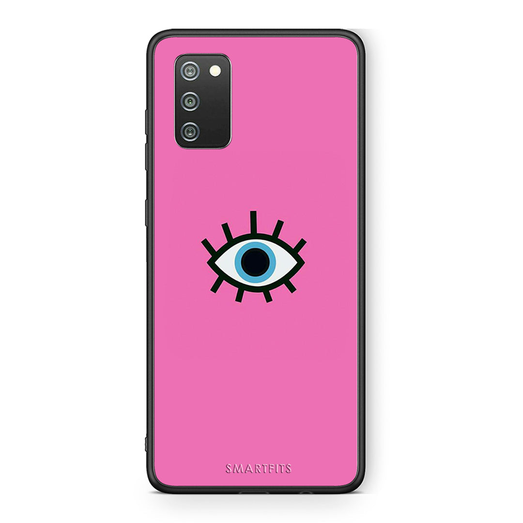 Samsung A02s Blue Eye Pink θήκη από τη Smartfits με σχέδιο στο πίσω μέρος και μαύρο περίβλημα | Smartphone case with colorful back and black bezels by Smartfits