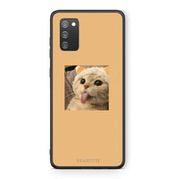 Thumbnail for Samsung A02s Cat Tongue θήκη από τη Smartfits με σχέδιο στο πίσω μέρος και μαύρο περίβλημα | Smartphone case with colorful back and black bezels by Smartfits