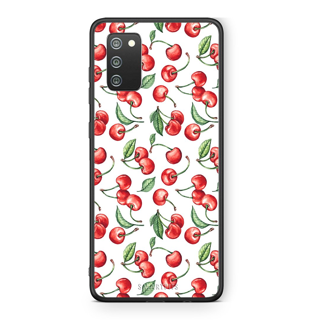 Samsung A02s Cherry Summer θήκη από τη Smartfits με σχέδιο στο πίσω μέρος και μαύρο περίβλημα | Smartphone case with colorful back and black bezels by Smartfits