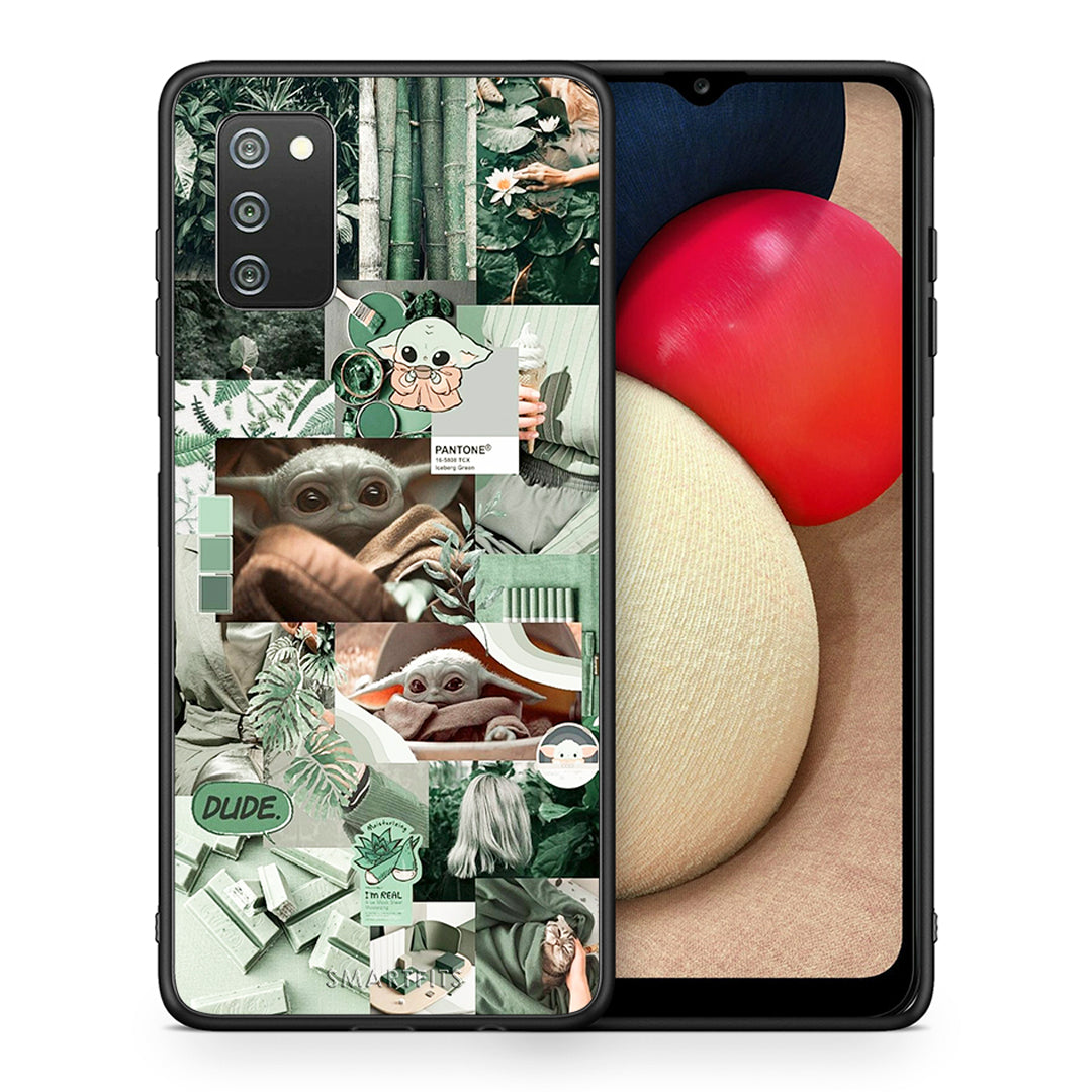 Θήκη Αγίου Βαλεντίνου Samsung A02s Collage Dude από τη Smartfits με σχέδιο στο πίσω μέρος και μαύρο περίβλημα | Samsung A02s Collage Dude case with colorful back and black bezels