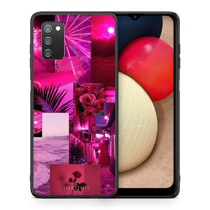 Θήκη Αγίου Βαλεντίνου Samsung A02s Collage Red Roses από τη Smartfits με σχέδιο στο πίσω μέρος και μαύρο περίβλημα | Samsung A02s Collage Red Roses case with colorful back and black bezels