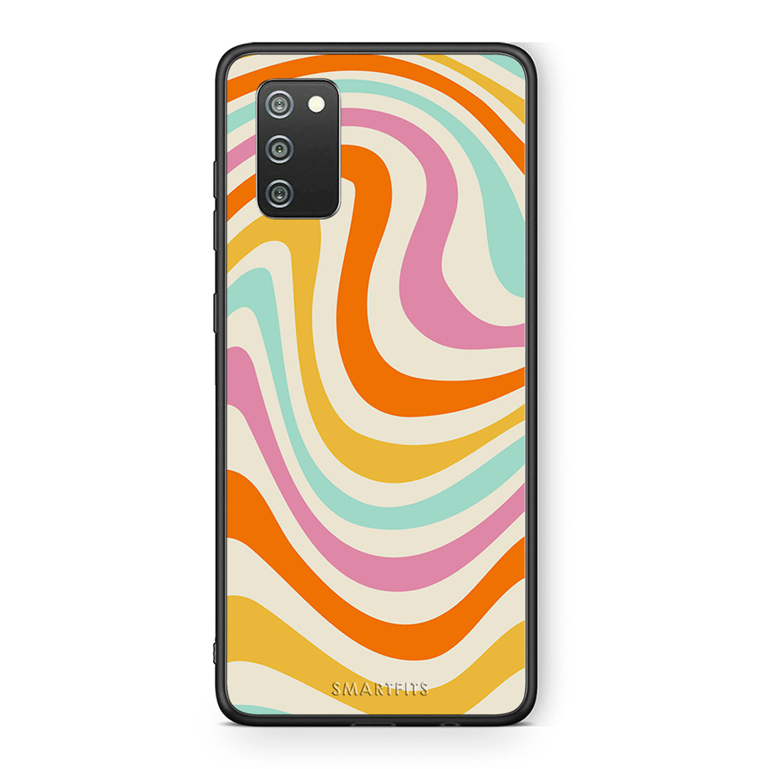 Samsung A02s Colourful Waves θήκη από τη Smartfits με σχέδιο στο πίσω μέρος και μαύρο περίβλημα | Smartphone case with colorful back and black bezels by Smartfits