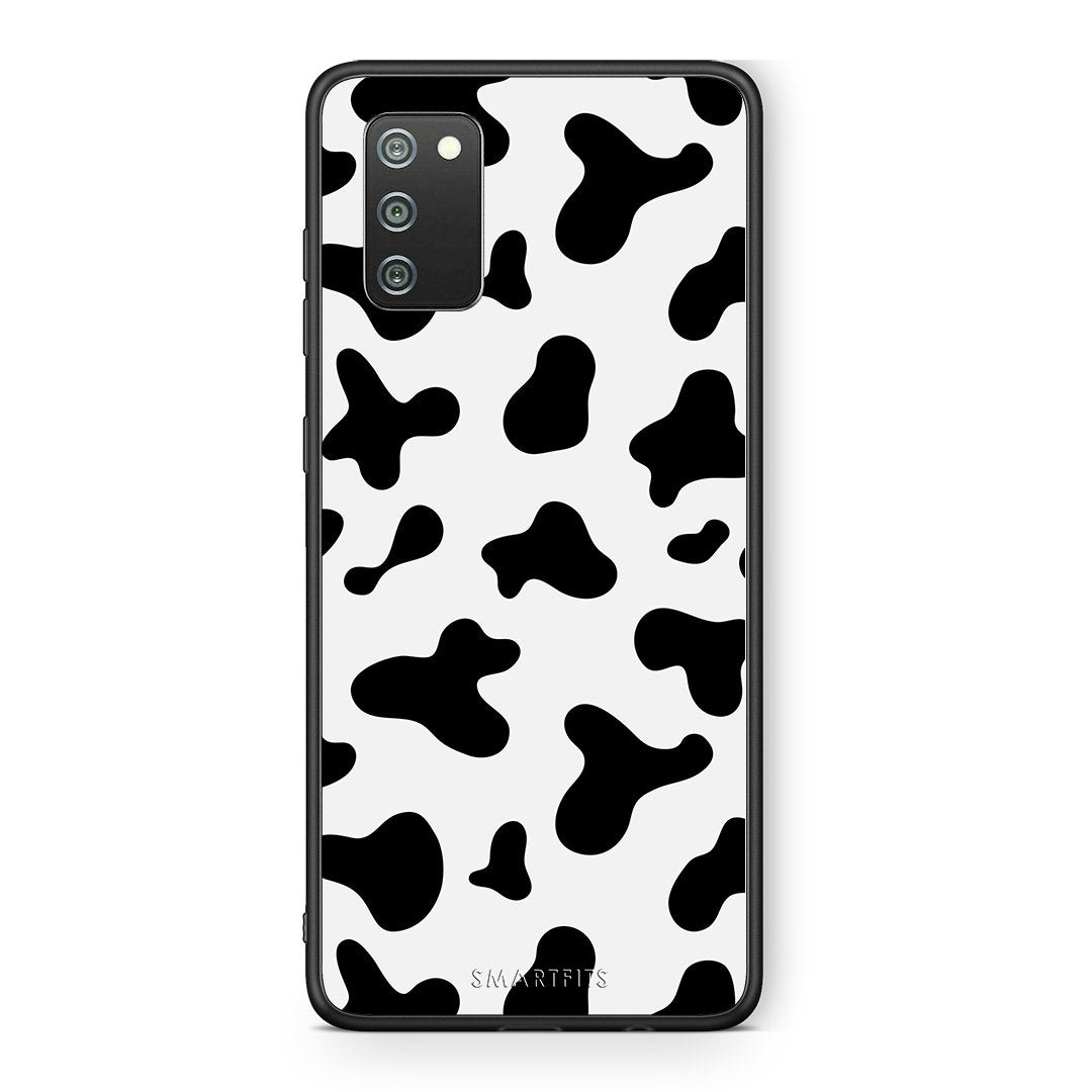 Samsung A02s Cow Print θήκη από τη Smartfits με σχέδιο στο πίσω μέρος και μαύρο περίβλημα | Smartphone case with colorful back and black bezels by Smartfits