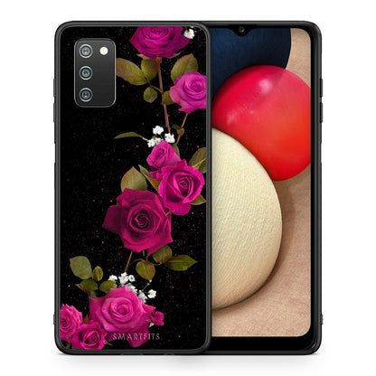 Θήκη Samsung A02s Red Roses Flower από τη Smartfits με σχέδιο στο πίσω μέρος και μαύρο περίβλημα | Samsung A02s Red Roses Flower case with colorful back and black bezels