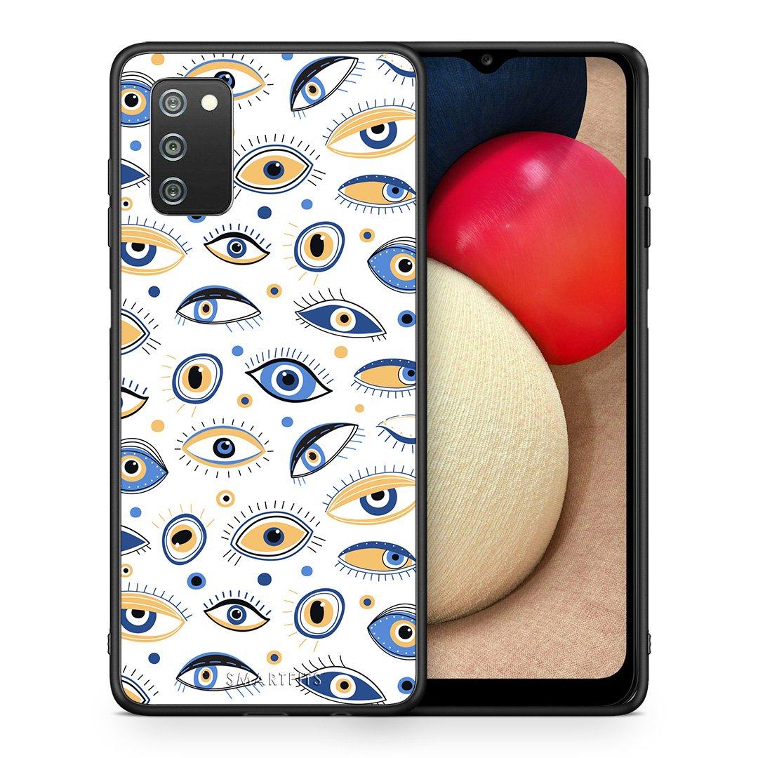 Θήκη Samsung A02s Ftou Ftou από τη Smartfits με σχέδιο στο πίσω μέρος και μαύρο περίβλημα | Samsung A02s Ftou Ftou case with colorful back and black bezels