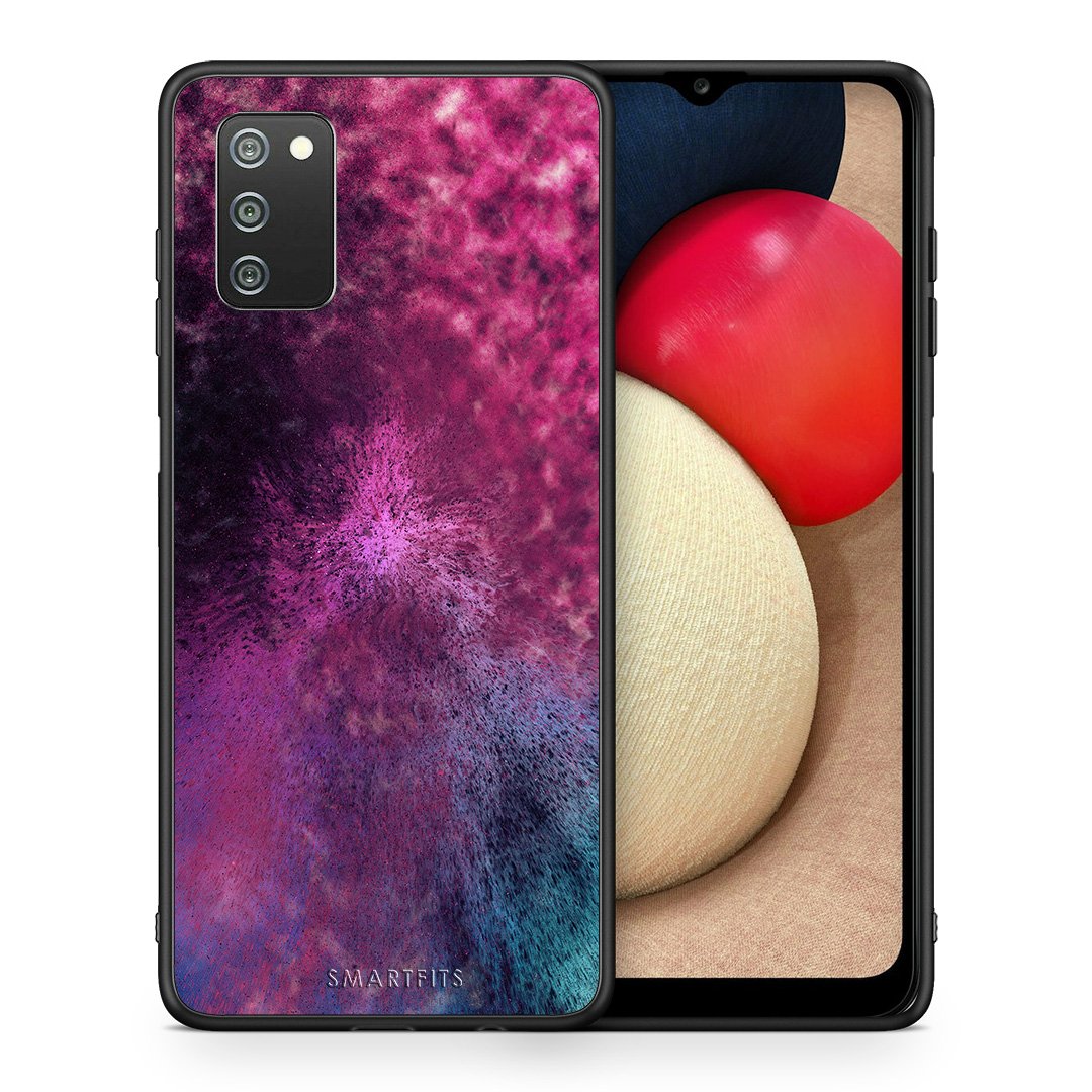 Θήκη Samsung A02s Aurora Galaxy από τη Smartfits με σχέδιο στο πίσω μέρος και μαύρο περίβλημα | Samsung A02s Aurora Galaxy case with colorful back and black bezels