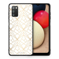 Thumbnail for Θήκη Samsung A02s Luxury White Geometric από τη Smartfits με σχέδιο στο πίσω μέρος και μαύρο περίβλημα | Samsung A02s Luxury White Geometric case with colorful back and black bezels