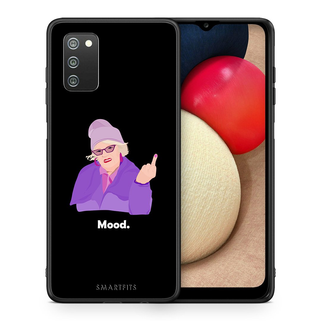 Θήκη Samsung A02s Grandma Mood Black από τη Smartfits με σχέδιο στο πίσω μέρος και μαύρο περίβλημα | Samsung A02s Grandma Mood Black case with colorful back and black bezels
