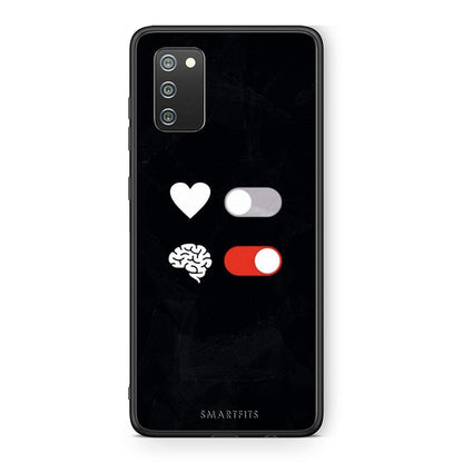 Samsung A02s Heart Vs Brain Θήκη Αγίου Βαλεντίνου από τη Smartfits με σχέδιο στο πίσω μέρος και μαύρο περίβλημα | Smartphone case with colorful back and black bezels by Smartfits