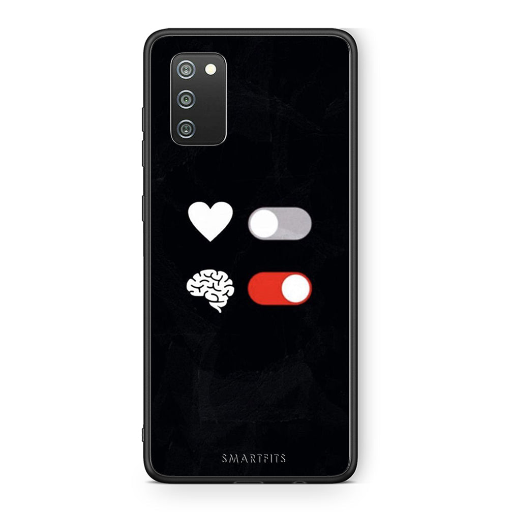 Samsung A02s Heart Vs Brain Θήκη Αγίου Βαλεντίνου από τη Smartfits με σχέδιο στο πίσω μέρος και μαύρο περίβλημα | Smartphone case with colorful back and black bezels by Smartfits