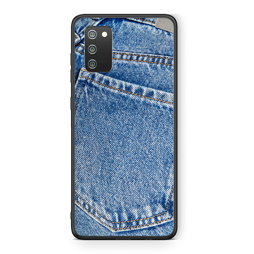Samsung A02s Jeans Pocket θήκη από τη Smartfits με σχέδιο στο πίσω μέρος και μαύρο περίβλημα | Smartphone case with colorful back and black bezels by Smartfits