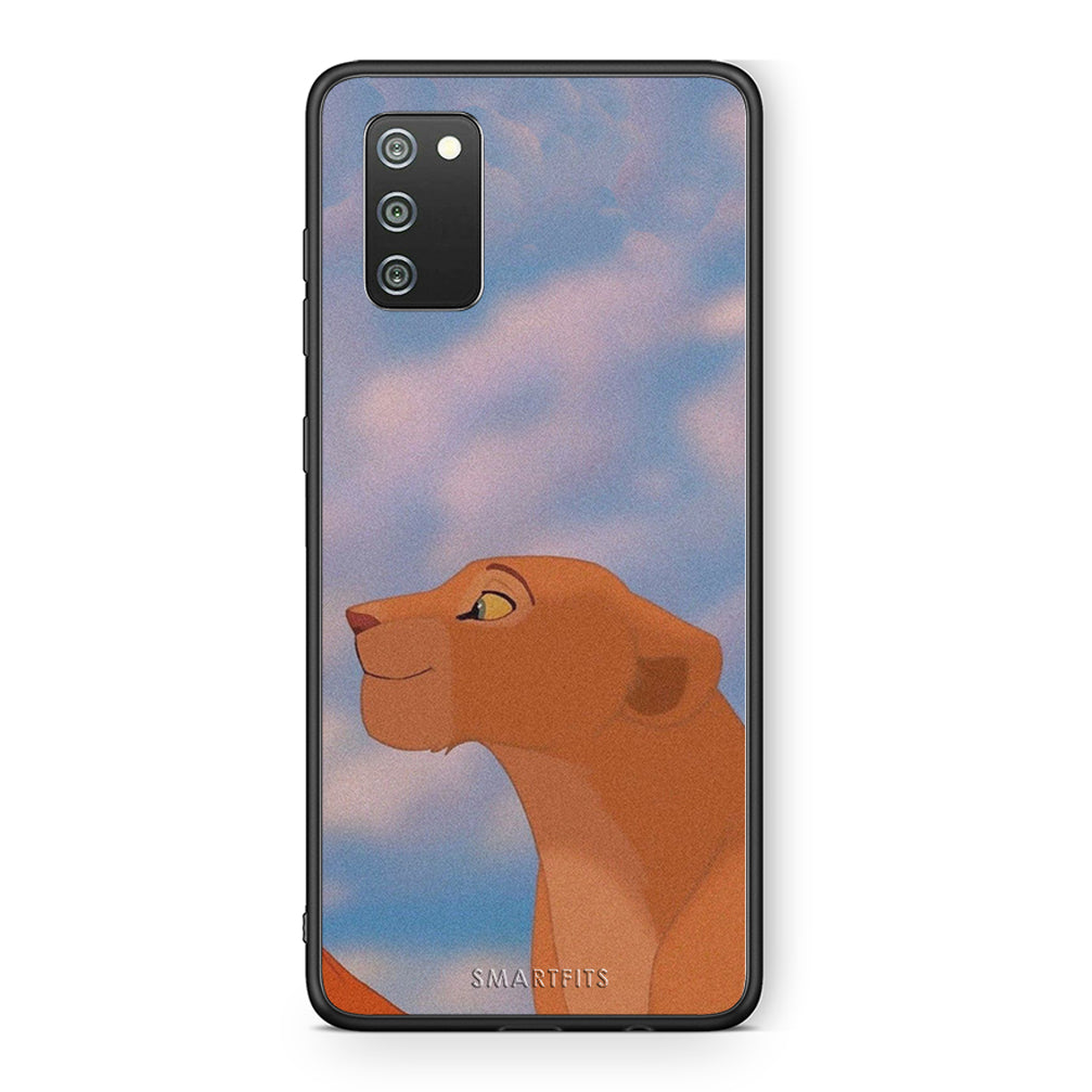 Samsung A02s Lion Love 2 Θήκη Αγίου Βαλεντίνου από τη Smartfits με σχέδιο στο πίσω μέρος και μαύρο περίβλημα | Smartphone case with colorful back and black bezels by Smartfits