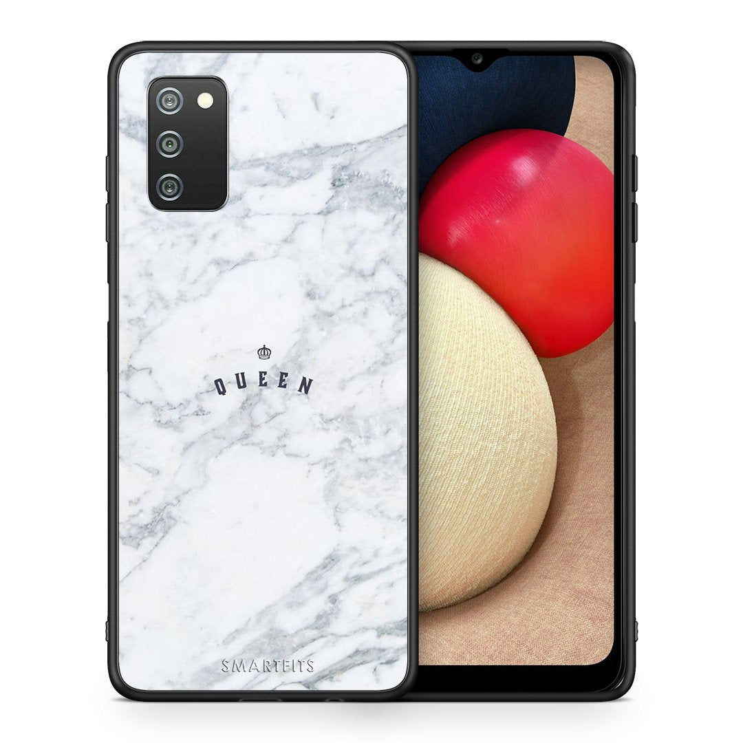 Θήκη Samsung A02s Queen Marble από τη Smartfits με σχέδιο στο πίσω μέρος και μαύρο περίβλημα | Samsung A02s Queen Marble case with colorful back and black bezels