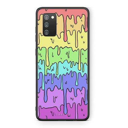 Samsung A02s Melting Rainbow θήκη από τη Smartfits με σχέδιο στο πίσω μέρος και μαύρο περίβλημα | Smartphone case with colorful back and black bezels by Smartfits