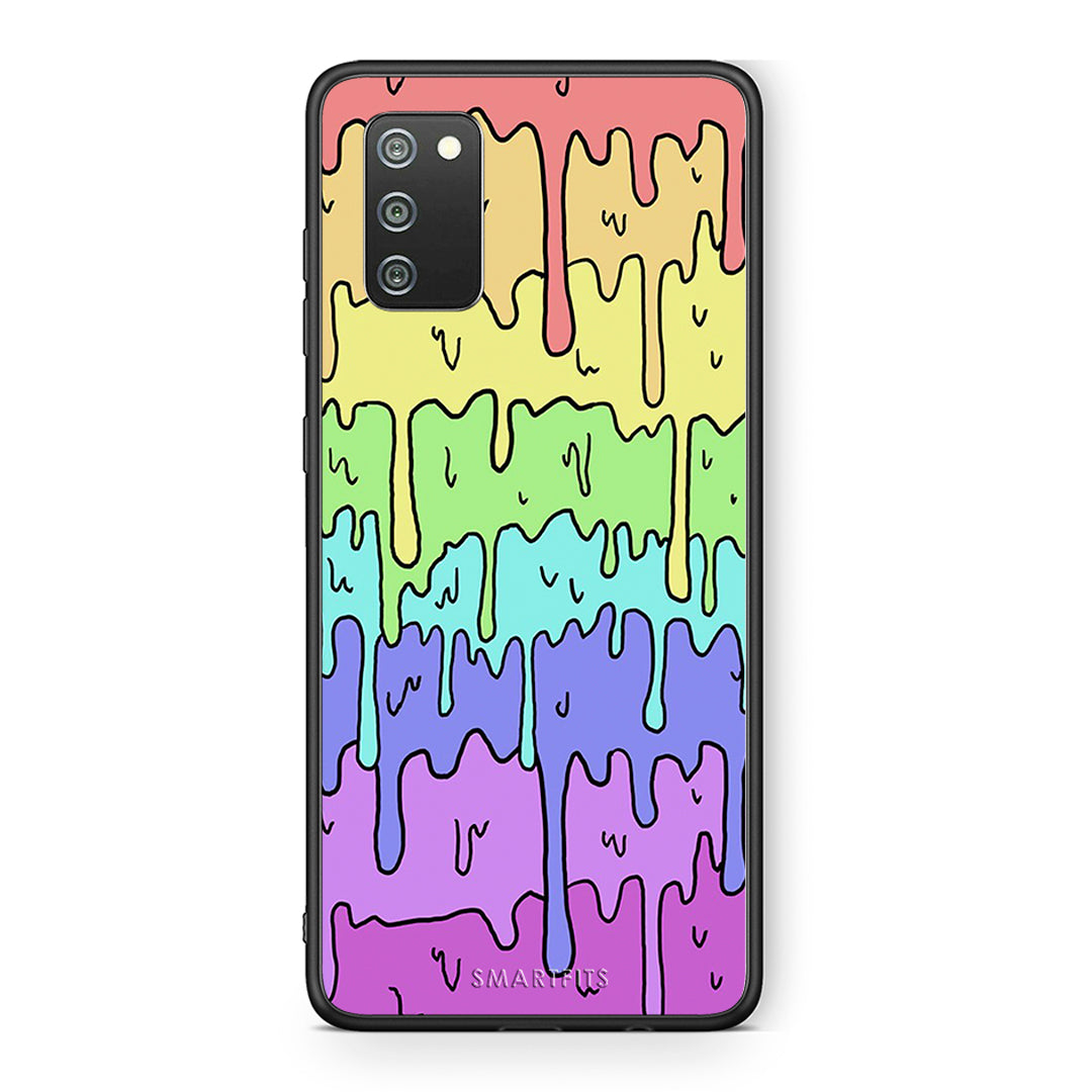 Samsung A02s Melting Rainbow θήκη από τη Smartfits με σχέδιο στο πίσω μέρος και μαύρο περίβλημα | Smartphone case with colorful back and black bezels by Smartfits