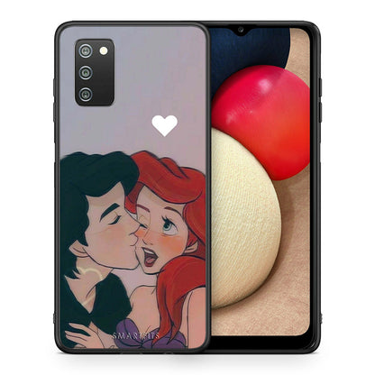 Θήκη Αγίου Βαλεντίνου Samsung A02s Mermaid Love από τη Smartfits με σχέδιο στο πίσω μέρος και μαύρο περίβλημα | Samsung A02s Mermaid Love case with colorful back and black bezels