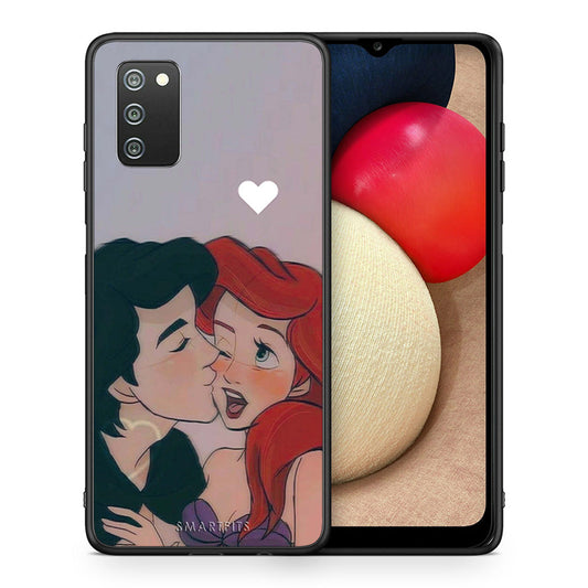 Θήκη Αγίου Βαλεντίνου Samsung A02s Mermaid Love από τη Smartfits με σχέδιο στο πίσω μέρος και μαύρο περίβλημα | Samsung A02s Mermaid Love case with colorful back and black bezels