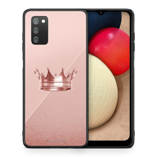 Θήκη Samsung A02s Crown Minimal από τη Smartfits με σχέδιο στο πίσω μέρος και μαύρο περίβλημα | Samsung A02s Crown Minimal case with colorful back and black bezels