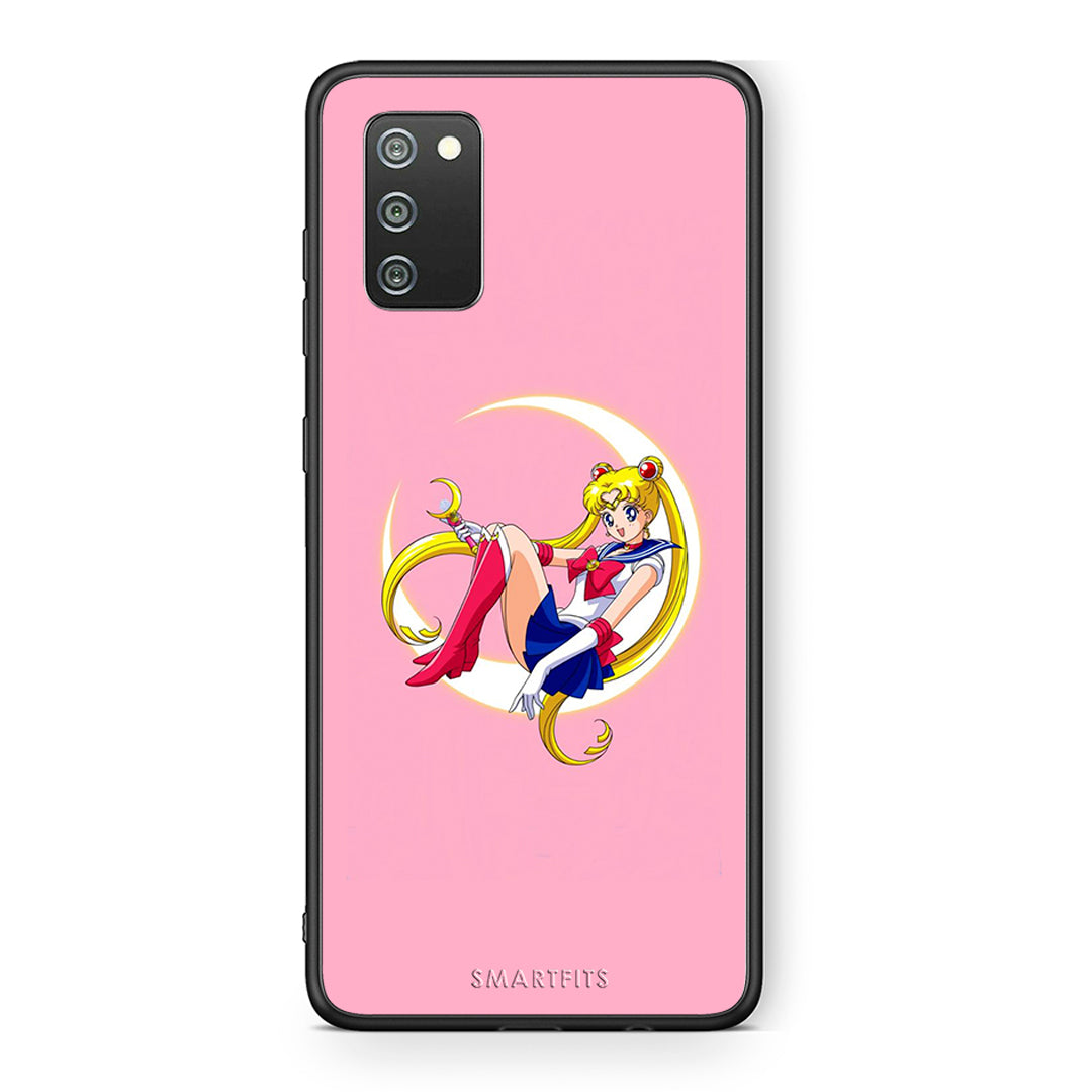 Samsung A02s Moon Girl θήκη από τη Smartfits με σχέδιο στο πίσω μέρος και μαύρο περίβλημα | Smartphone case with colorful back and black bezels by Smartfits