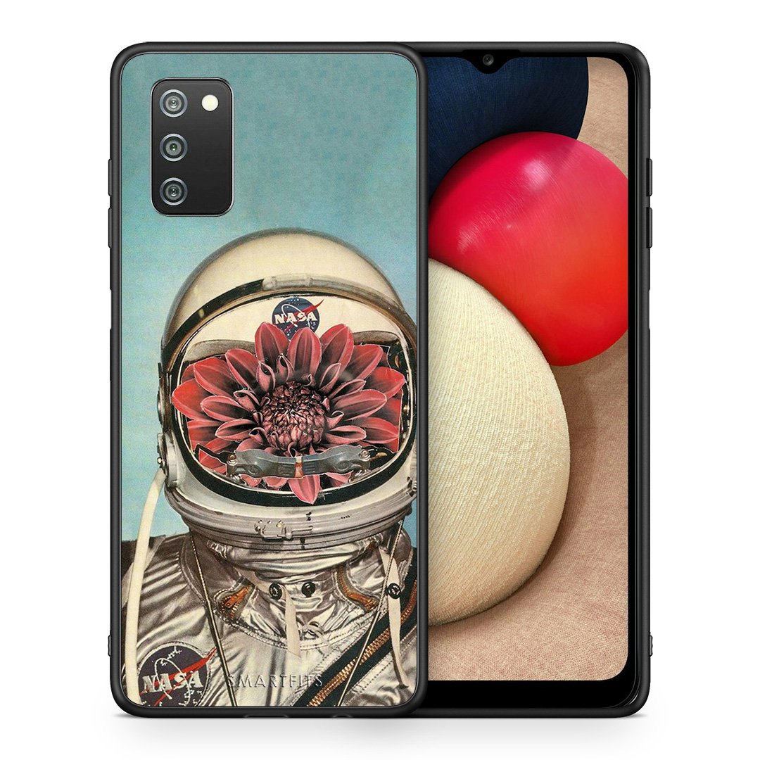 Θήκη Samsung A02s Nasa Bloom από τη Smartfits με σχέδιο στο πίσω μέρος και μαύρο περίβλημα | Samsung A02s Nasa Bloom case with colorful back and black bezels