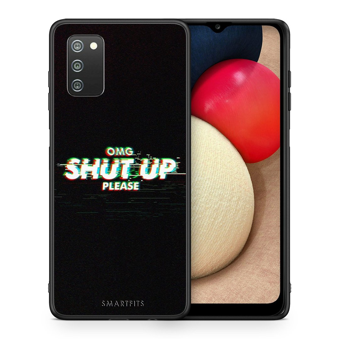 Θήκη Samsung A02s OMG ShutUp από τη Smartfits με σχέδιο στο πίσω μέρος και μαύρο περίβλημα | Samsung A02s OMG ShutUp case with colorful back and black bezels