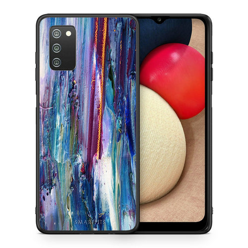 Θήκη Samsung A02s Winter Paint από τη Smartfits με σχέδιο στο πίσω μέρος και μαύρο περίβλημα | Samsung A02s Winter Paint case with colorful back and black bezels