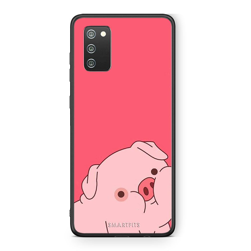 Samsung A02s Pig Love 1 Θήκη Αγίου Βαλεντίνου από τη Smartfits με σχέδιο στο πίσω μέρος και μαύρο περίβλημα | Smartphone case with colorful back and black bezels by Smartfits
