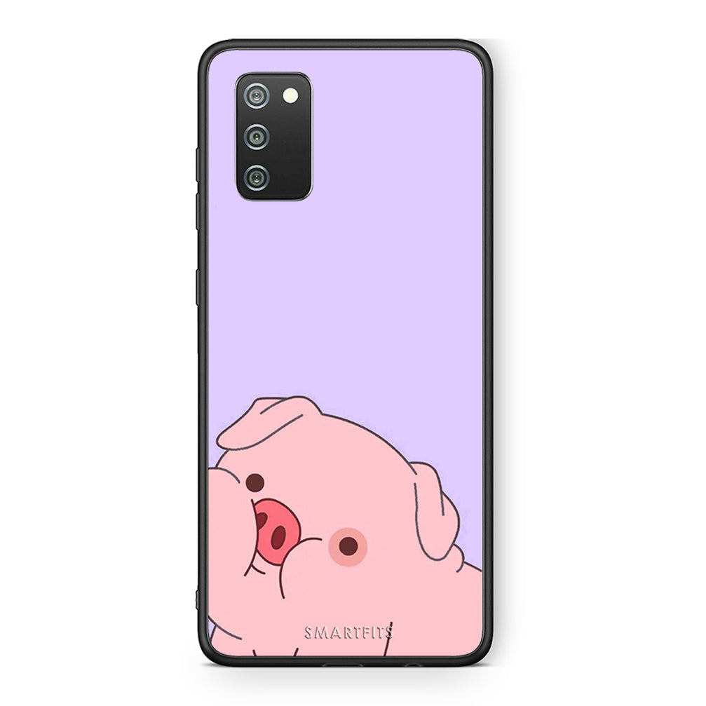 Samsung A02s Pig Love 2 Θήκη Αγίου Βαλεντίνου από τη Smartfits με σχέδιο στο πίσω μέρος και μαύρο περίβλημα | Smartphone case with colorful back and black bezels by Smartfits