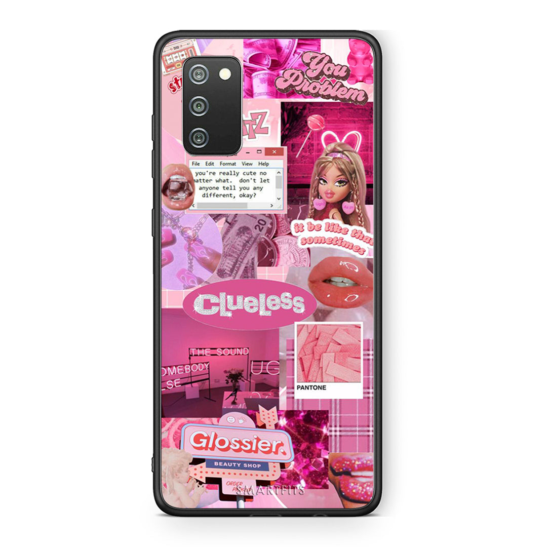 Samsung A02s Pink Love Θήκη Αγίου Βαλεντίνου από τη Smartfits με σχέδιο στο πίσω μέρος και μαύρο περίβλημα | Smartphone case with colorful back and black bezels by Smartfits