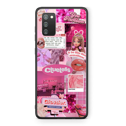 Samsung A02s Pink Love Θήκη Αγίου Βαλεντίνου από τη Smartfits με σχέδιο στο πίσω μέρος και μαύρο περίβλημα | Smartphone case with colorful back and black bezels by Smartfits