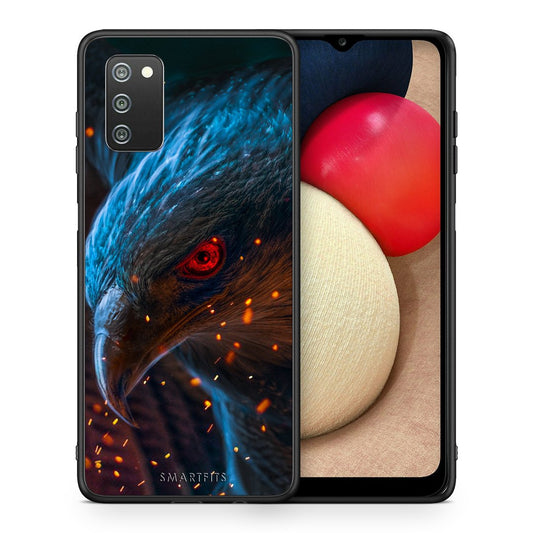 Θήκη Samsung A02s Eagle PopArt από τη Smartfits με σχέδιο στο πίσω μέρος και μαύρο περίβλημα | Samsung A02s Eagle PopArt case with colorful back and black bezels