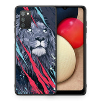 Thumbnail for Θήκη Samsung A02s Lion Designer PopArt από τη Smartfits με σχέδιο στο πίσω μέρος και μαύρο περίβλημα | Samsung A02s Lion Designer PopArt case with colorful back and black bezels