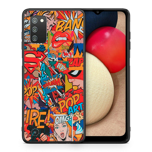 Θήκη Samsung A02s PopArt OMG από τη Smartfits με σχέδιο στο πίσω μέρος και μαύρο περίβλημα | Samsung A02s PopArt OMG case with colorful back and black bezels
