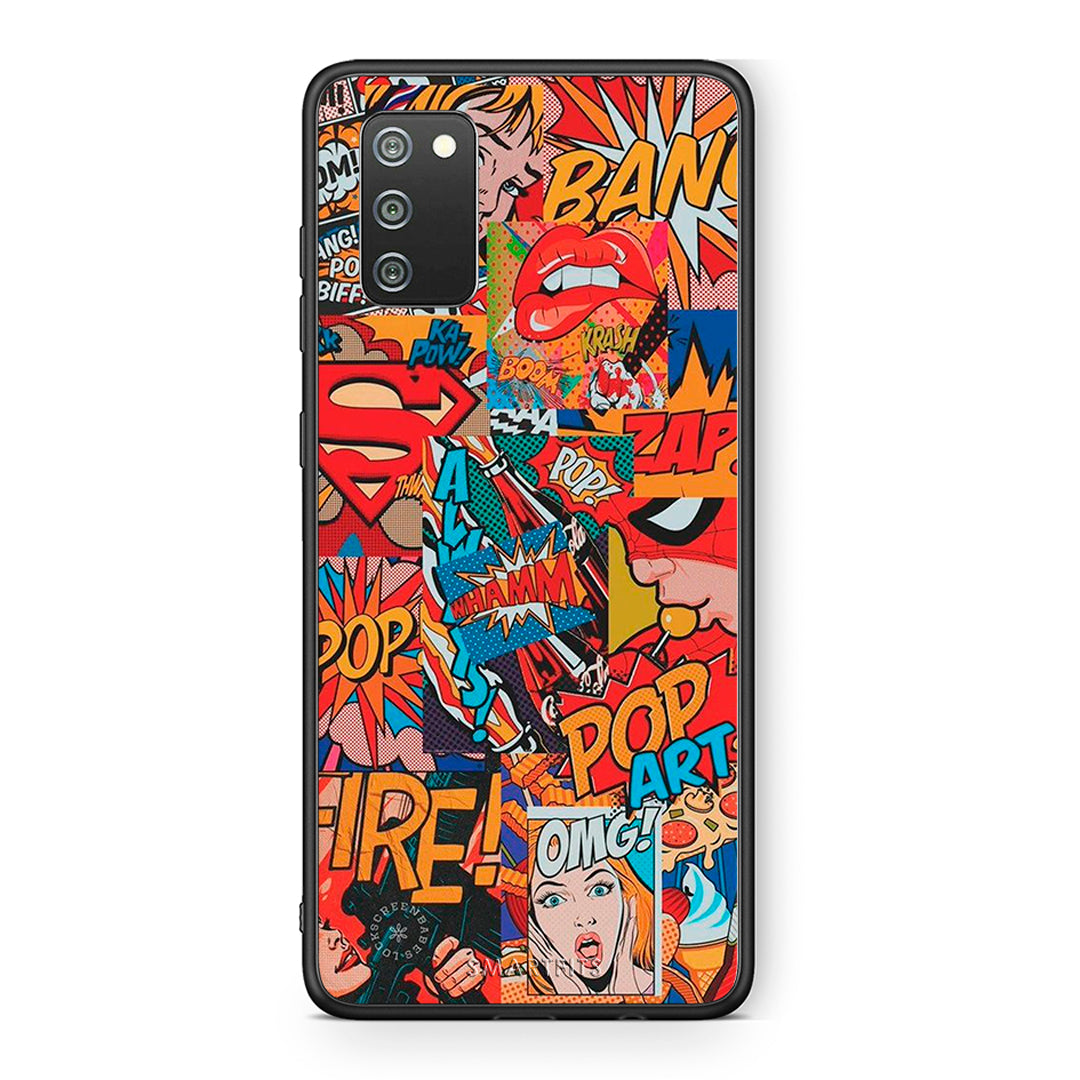 Samsung A02s PopArt OMG θήκη από τη Smartfits με σχέδιο στο πίσω μέρος και μαύρο περίβλημα | Smartphone case with colorful back and black bezels by Smartfits
