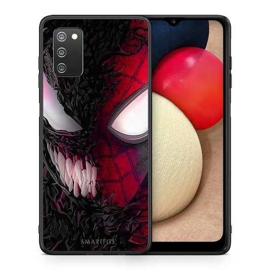 Θήκη Samsung A02s SpiderVenom PopArt από τη Smartfits με σχέδιο στο πίσω μέρος και μαύρο περίβλημα | Samsung A02s SpiderVenom PopArt case with colorful back and black bezels