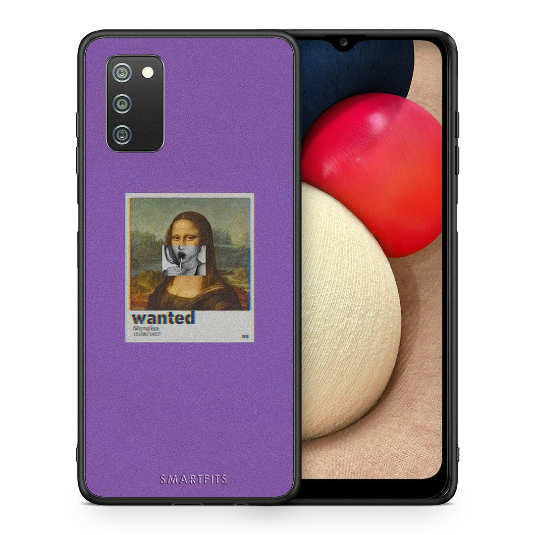 Θήκη Samsung A02s Monalisa Popart από τη Smartfits με σχέδιο στο πίσω μέρος και μαύρο περίβλημα | Samsung A02s Monalisa Popart case with colorful back and black bezels