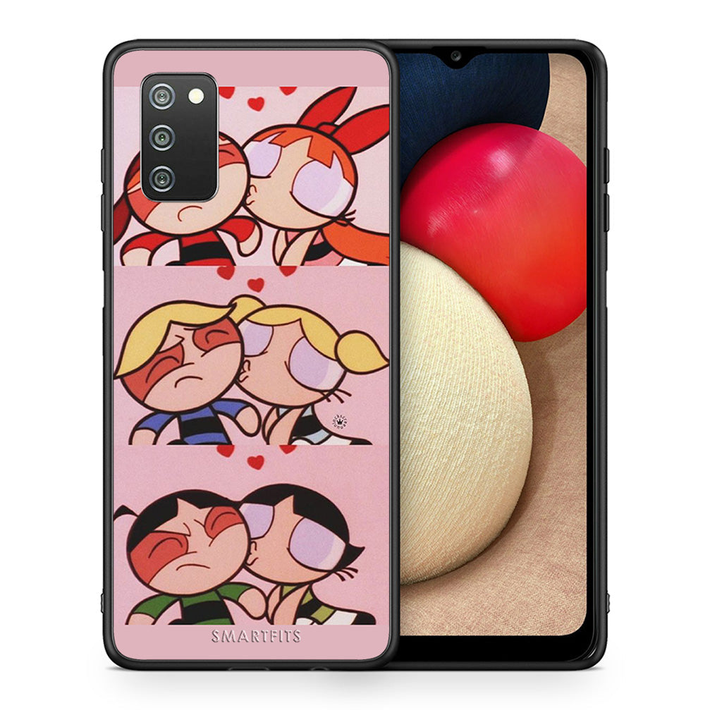 Θήκη Αγίου Βαλεντίνου Samsung A02s Puff Love από τη Smartfits με σχέδιο στο πίσω μέρος και μαύρο περίβλημα | Samsung A02s Puff Love case with colorful back and black bezels