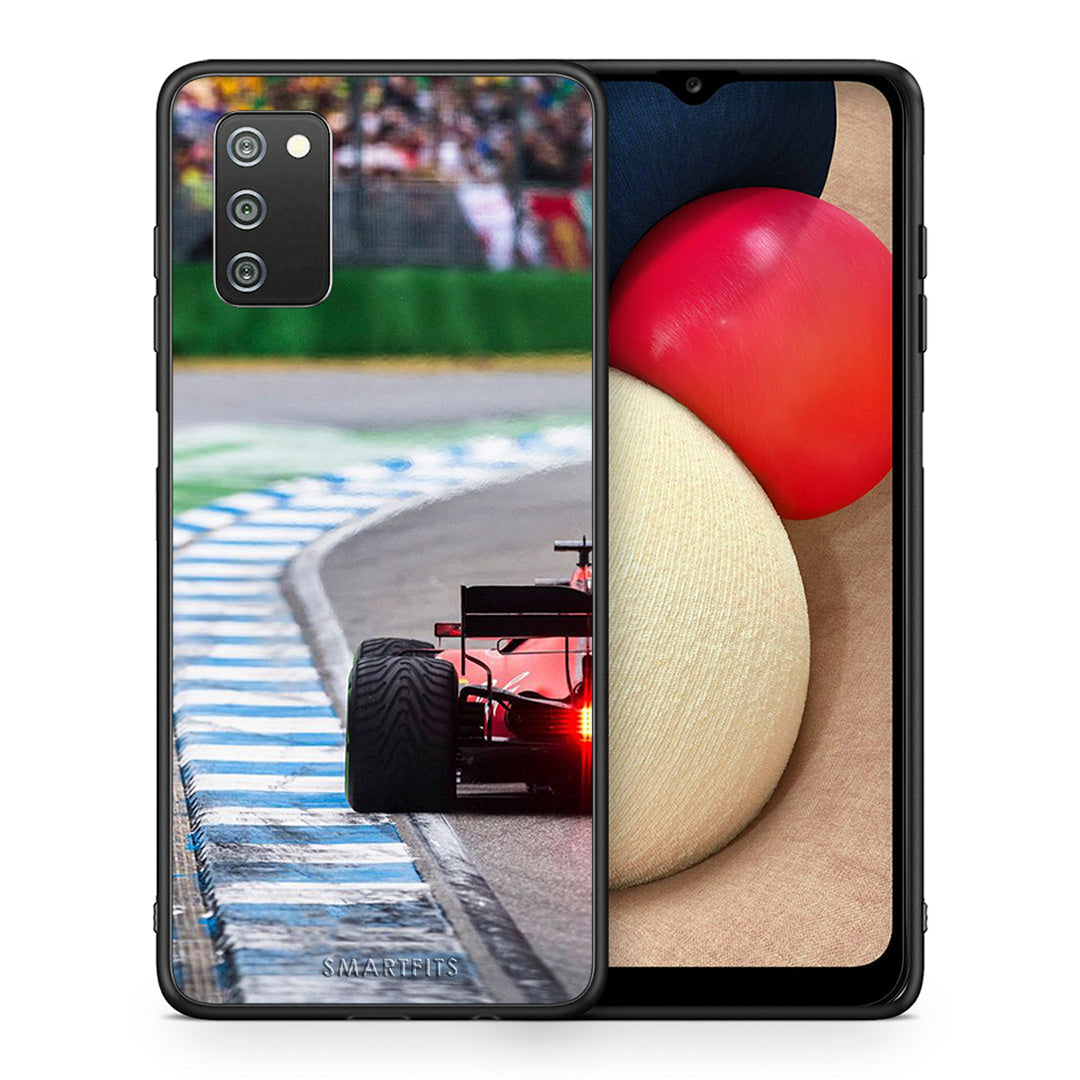 Θήκη Samsung A02s Racing Vibes από τη Smartfits με σχέδιο στο πίσω μέρος και μαύρο περίβλημα | Samsung A02s Racing Vibes case with colorful back and black bezels