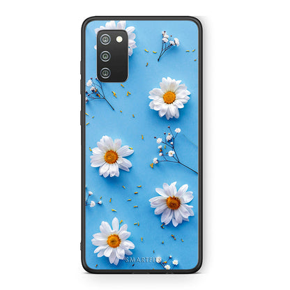 Samsung A02s Real Daisies θήκη από τη Smartfits με σχέδιο στο πίσω μέρος και μαύρο περίβλημα | Smartphone case with colorful back and black bezels by Smartfits
