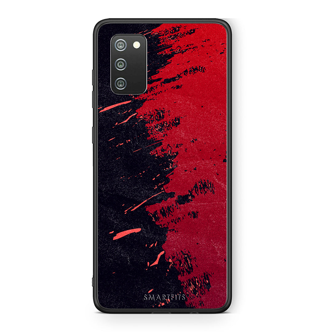 Samsung A02s Red Paint Θήκη Αγίου Βαλεντίνου από τη Smartfits με σχέδιο στο πίσω μέρος και μαύρο περίβλημα | Smartphone case with colorful back and black bezels by Smartfits