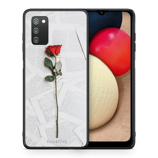 Θήκη Samsung A02s Red Rose από τη Smartfits με σχέδιο στο πίσω μέρος και μαύρο περίβλημα | Samsung A02s Red Rose case with colorful back and black bezels