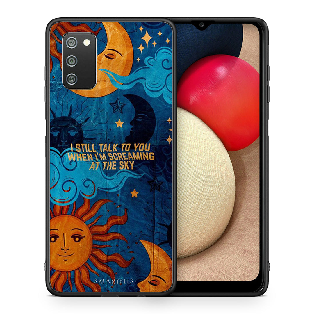 Θήκη Samsung A02s Screaming Sky από τη Smartfits με σχέδιο στο πίσω μέρος και μαύρο περίβλημα | Samsung A02s Screaming Sky case with colorful back and black bezels