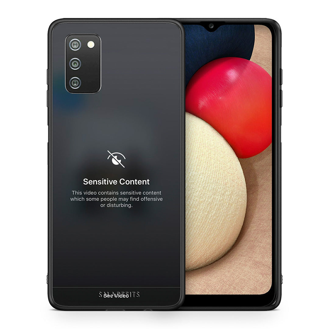 Θήκη Samsung A02s Sensitive Content από τη Smartfits με σχέδιο στο πίσω μέρος και μαύρο περίβλημα | Samsung A02s Sensitive Content case with colorful back and black bezels