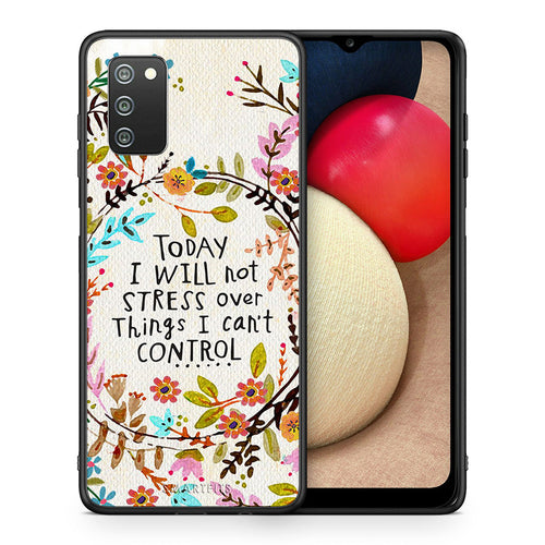 Θήκη Samsung A02s Stress Over από τη Smartfits με σχέδιο στο πίσω μέρος και μαύρο περίβλημα | Samsung A02s Stress Over case with colorful back and black bezels